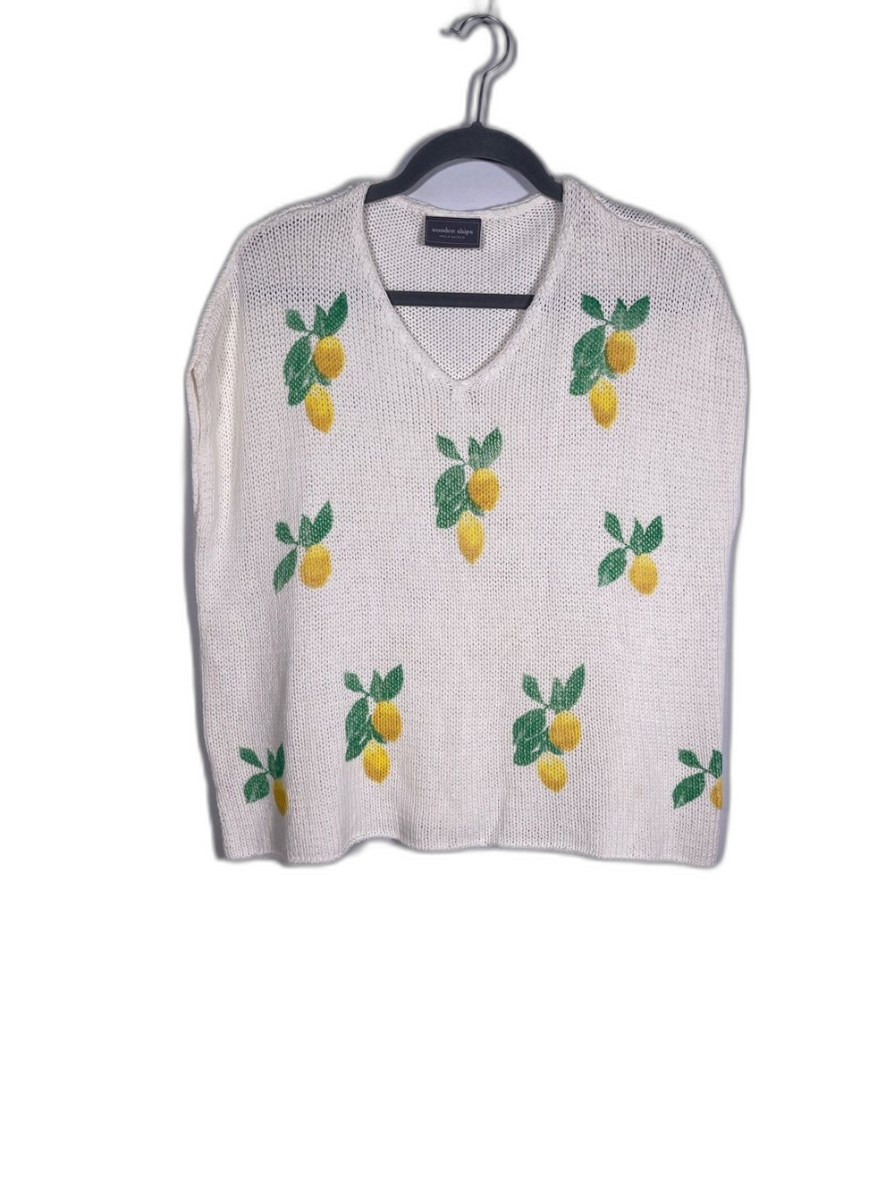 WOODEN SHIPS WOMENS SLEEVELESS LEMON SWEATER SMALL/MEDIUM CAP SLEEVE